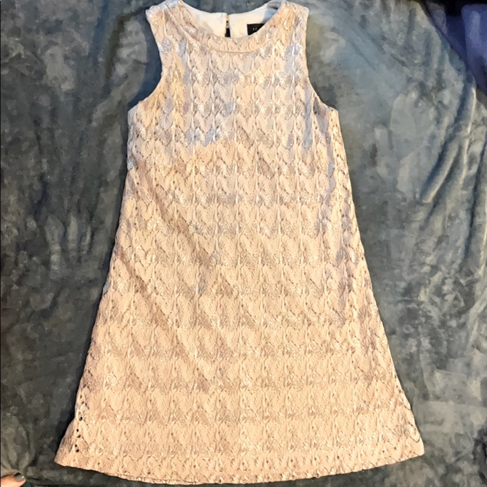 Metallic lace beige dress